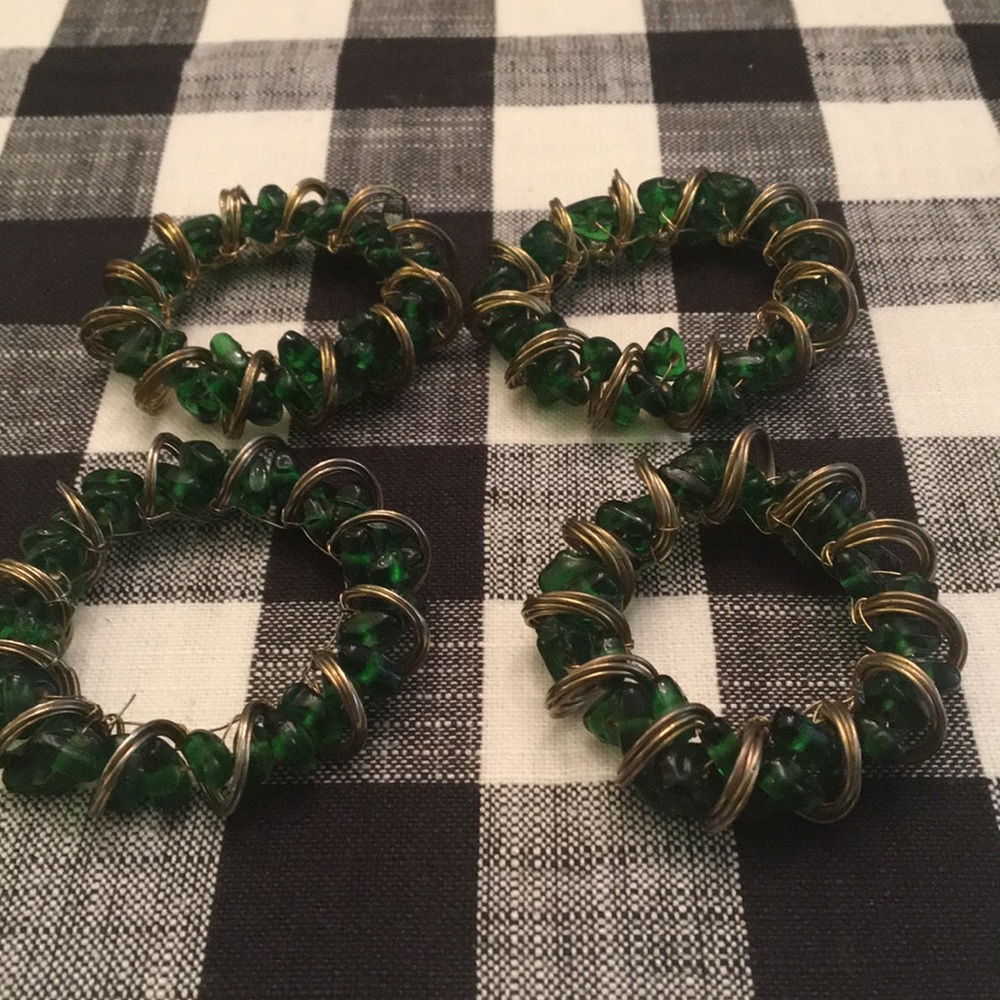 Set of 4 Beaded Napkin Rings